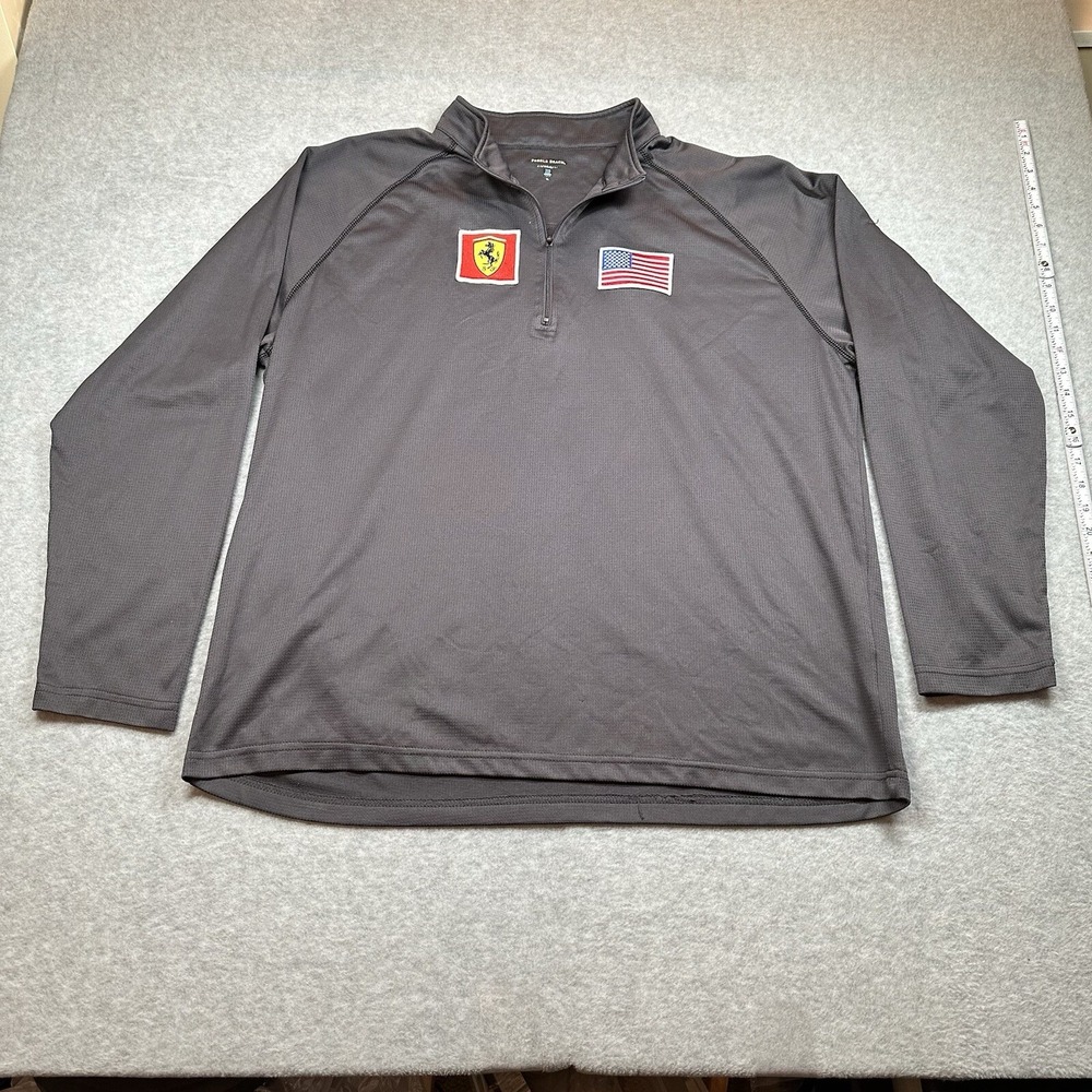 Ferrari US Flag Patches Pebble Beach Performance 1/4 Zip Men's XL Gray
